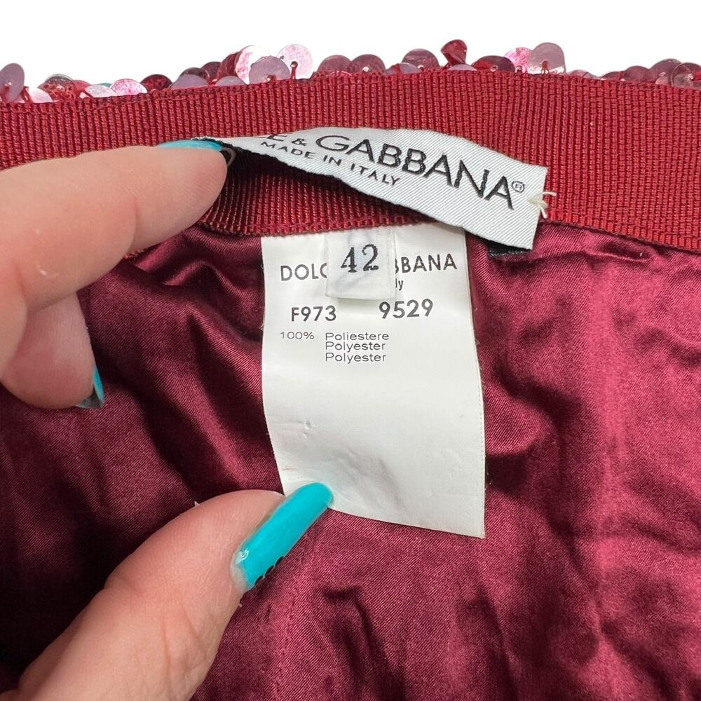 Dolce & Gabbana Authentic Sequin Mini Pencil Skirt Pink Burgundy Womens 42, US 6 - Picture 6 of 7